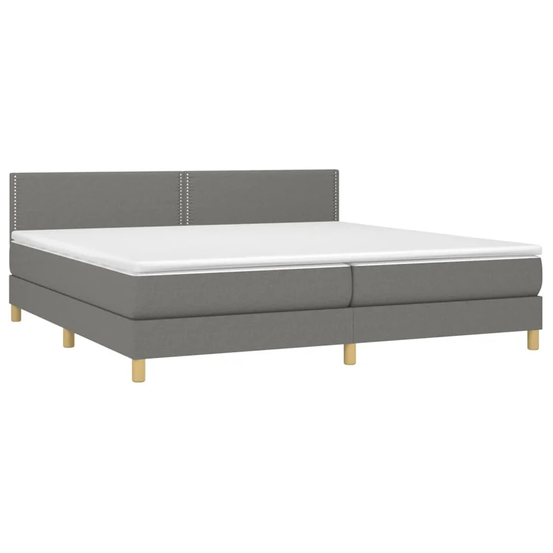 Cadre de lit LED avec sommier tête de lit matelas 200x200 cm tissu gris foncé TDL0208306