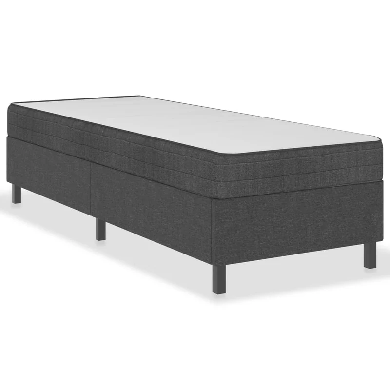 Sommier à lattes sur pieds cadre de lit avec matelas 100x200 cm tissu gris foncé TDL0208069