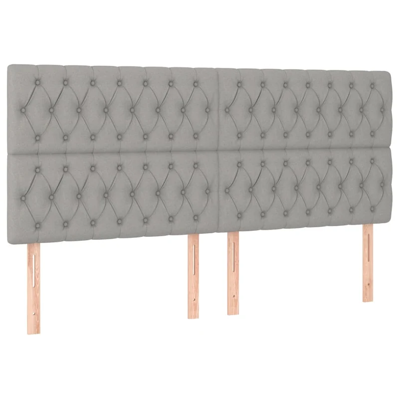 Tête de lit accessoire couchage chambre à coucher meuble 4 parties 100 x 7 x 78/88 cm tissu gris clair TDL0206039