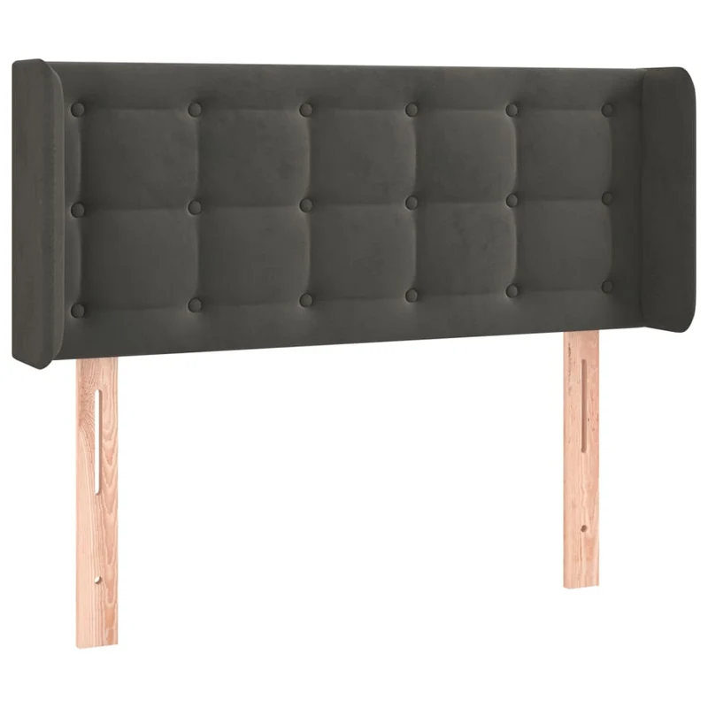Tête de lit accessoire couchage chambre à coucher meuble avec rebord latéral 83 x 16 x 78/88 cm tissu velours gris foncé TDL0204897