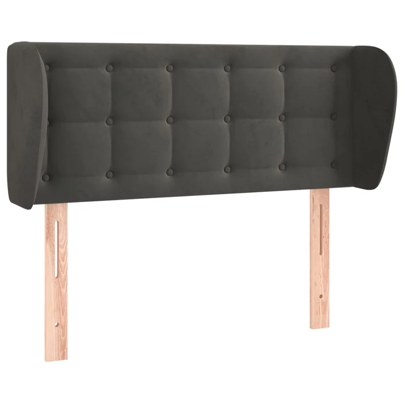 Tête de lit accessoire couchage chambre à coucher meuble avec rebord latéral 83 x 23 x 78/88 cm tissu velours gris foncé TDL0204875