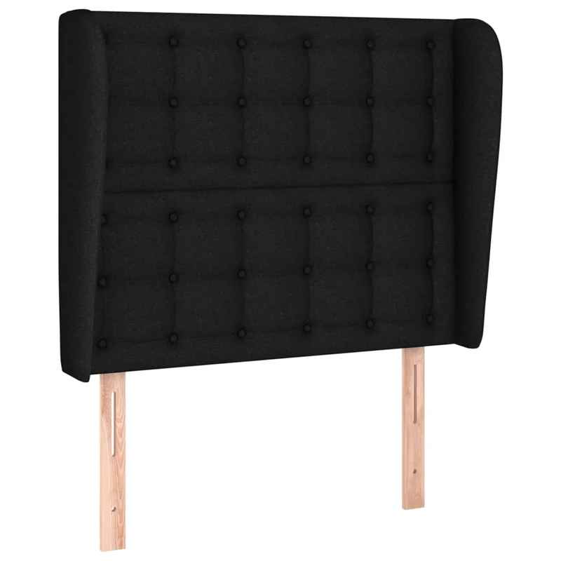 Tête de lit accessoire couchage chambre à coucher meuble avec rebord latéral 103 x 23 x 118/128 cm tissu noir TDL0204605