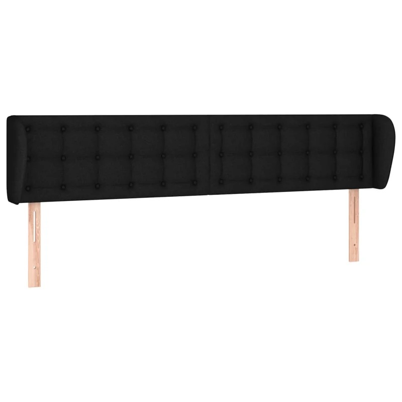 Tête de lit accessoire couchage chambre à coucher meuble avec rebord latéral 203 x 23 x 78/88 cm tissu noir TDL0204474