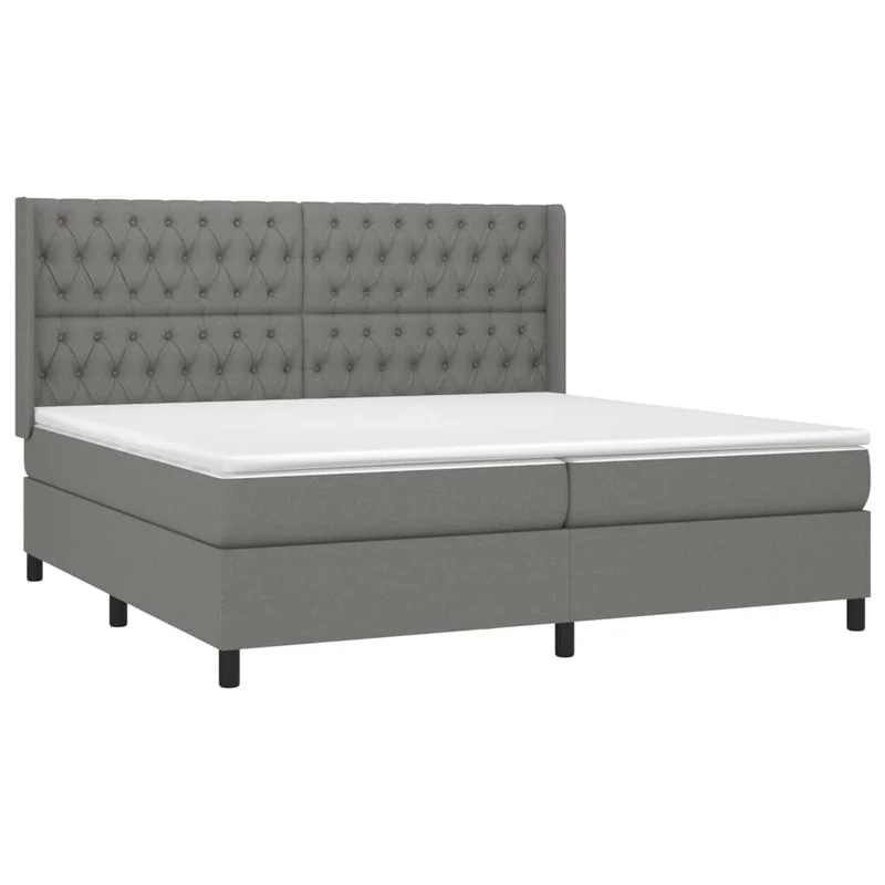 Cadre de lit LED avec sommier tête de lit matelas 200x200 cm tissu gris foncé TDL0208311