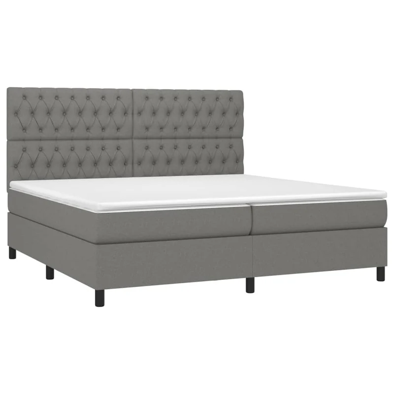 Cadre de lit LED avec sommier tête de lit matelas 200x200 cm tissu gris foncé TDL0208293