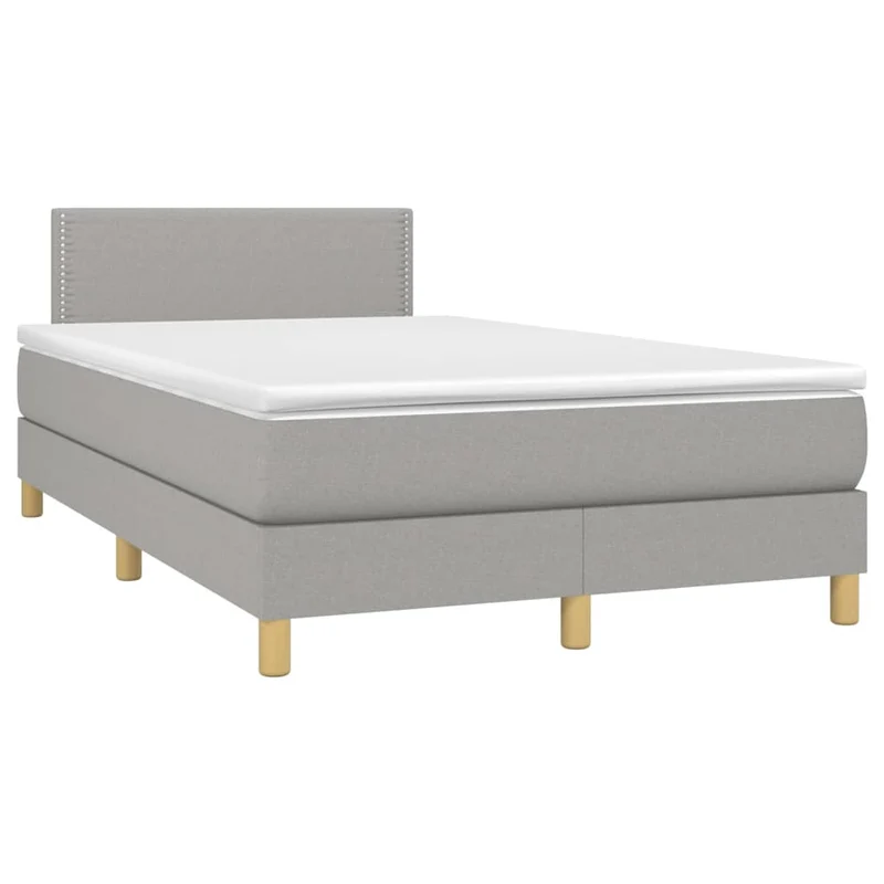 Cadre de lit LED avec sommier tête de lit matelas surmatelas 120x200 cm tissu gris clair TDL0207902