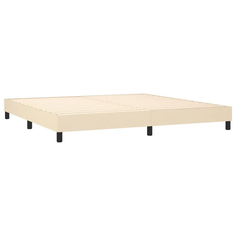 Sommier à lattes sur pieds cadre de lit 200x200 cm tissu crème TDL0207252