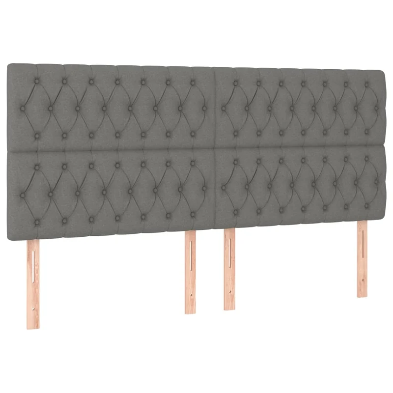 Tête de lit accessoire couchage chambre à coucher meuble 4 parties 100 x 7 x 78/88 cm tissu gris foncé TDL0206014