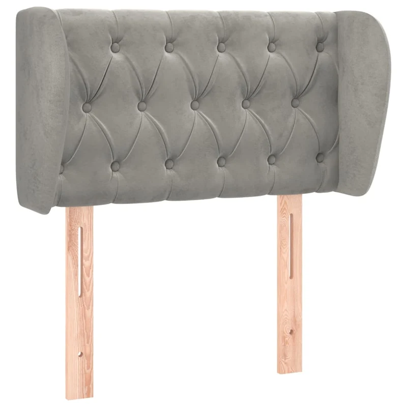 Tête de lit accessoire couchage chambre à coucher meuble avec rebord latéral 83 x 23 x 78/88 cm tissu velours gris clair TDL0205111