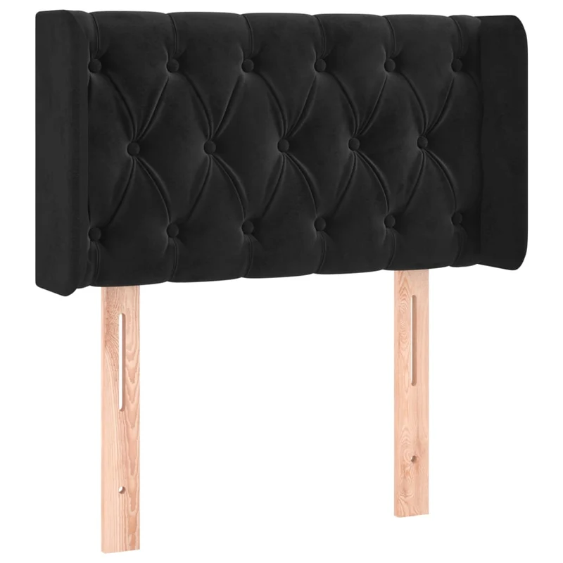 Tête de lit accessoire couchage chambre à coucher meuble avec rebord latéral 83 x 16 x 78/88 cm Tissu velours noir TDL0204443