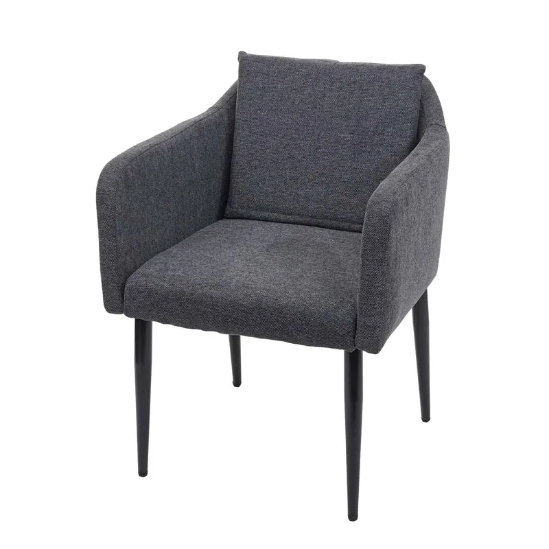 Fauteuil chaise lounge salle à manger bureau visiteur en synthétique gris foncé pieds métal noir 04_0002290