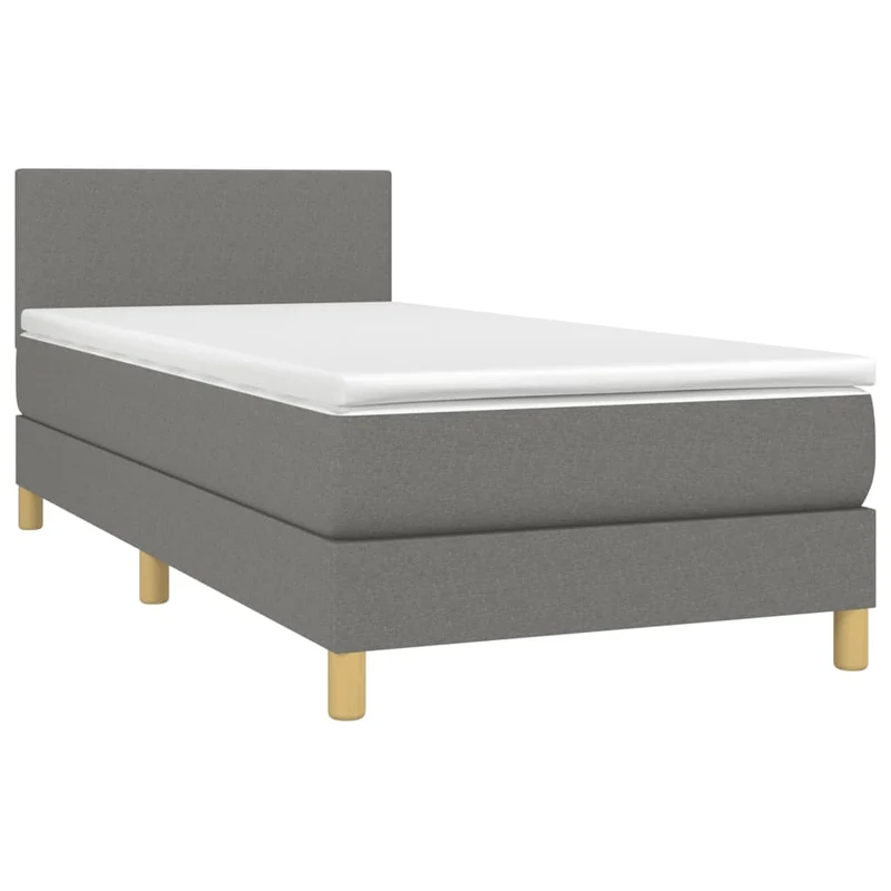 Cadre de lit LED avec sommier tête de lit matelas 100x200 cm tissu gris foncé TDL0208428