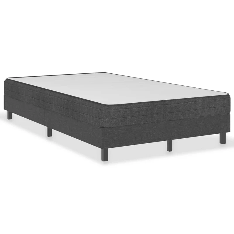 Sommier à lattes sur pieds cadre de lit avec matelas 120x200 cm tissu gris foncé TDL0208068