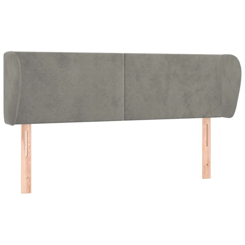 Tête de lit accessoire couchage chambre à coucher meuble avec rebord latéral 147 x 23 x 78/88 cm tissu velours gris clair TDL0205234