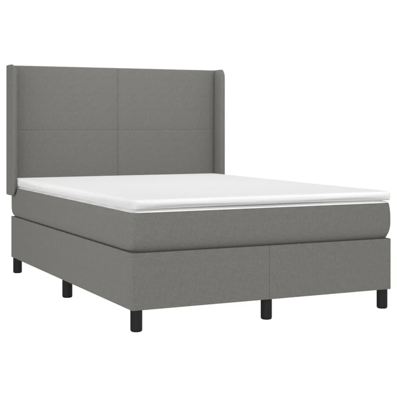 Cadre de lit LED avec sommier tête de lit matelas 140x190 cm tissu gris foncé TDL0208381