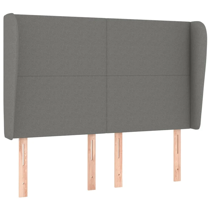 Tête de lit accessoire couchage chambre à coucher meuble avec rebord latéral 147 x 23 x 118/128 cm tissu gris foncé TDL0205003