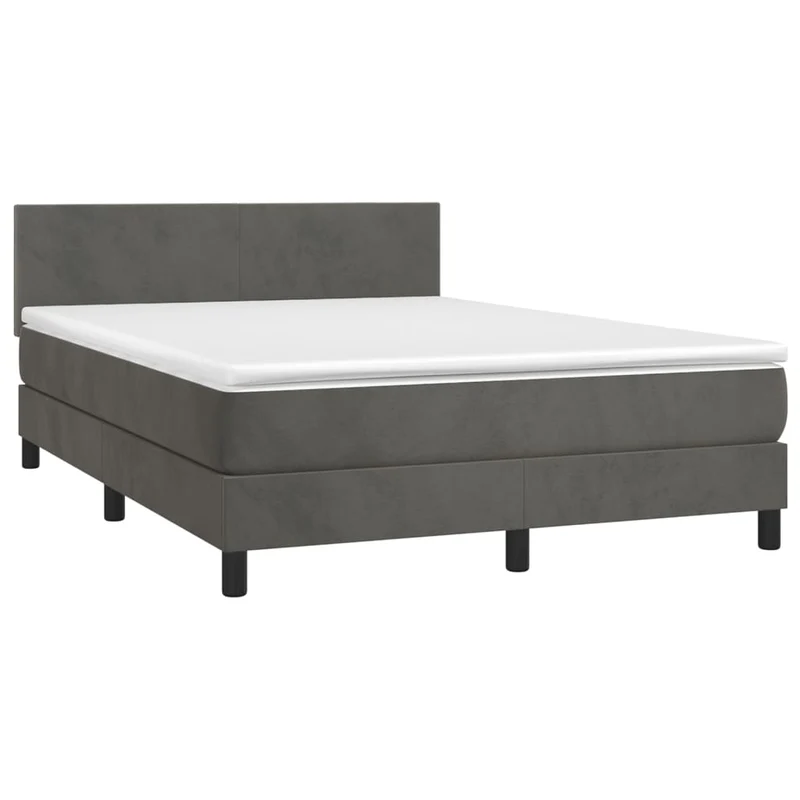Cadre de lit LED avec sommier tête de lit matelas surmatelas 140x190 cm tissu velours gris foncé TDL0207721