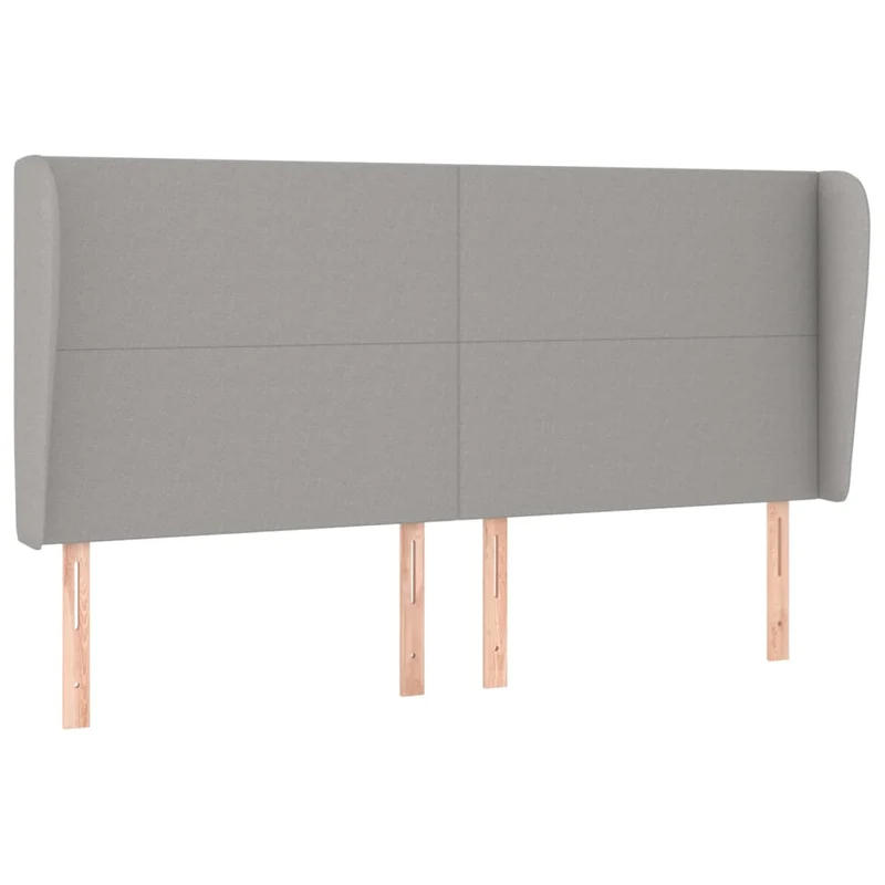 Tête de lit accessoire couchage chambre à coucher meuble avec rebord latéral 203 x 23 x 118/128 cm tissu gris clair TDL0205170