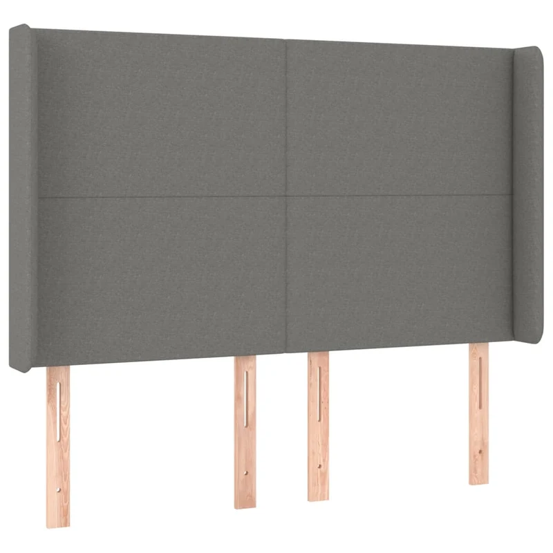 Tête de lit accessoire couchage chambre à coucher meuble avec rebord latéral 147 x 16 x 118/128 cm tissu gris foncé TDL0205024
