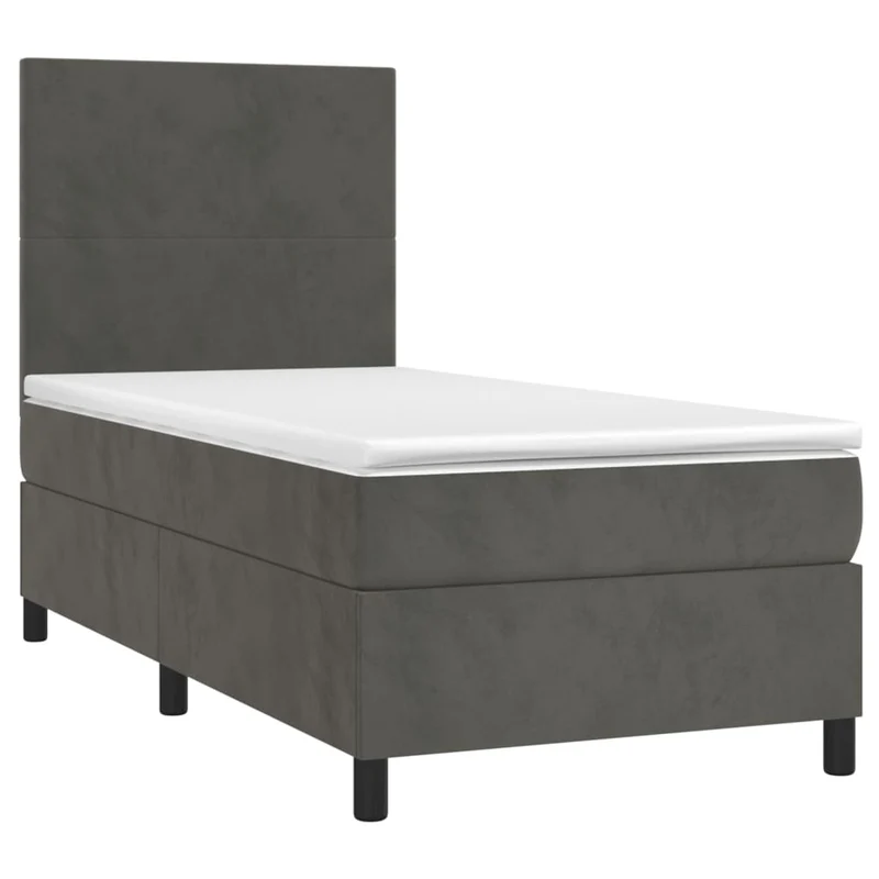 Cadre de lit LED avec sommier tête de lit matelas 80x200cm tissu velours gris foncé TDL0208276