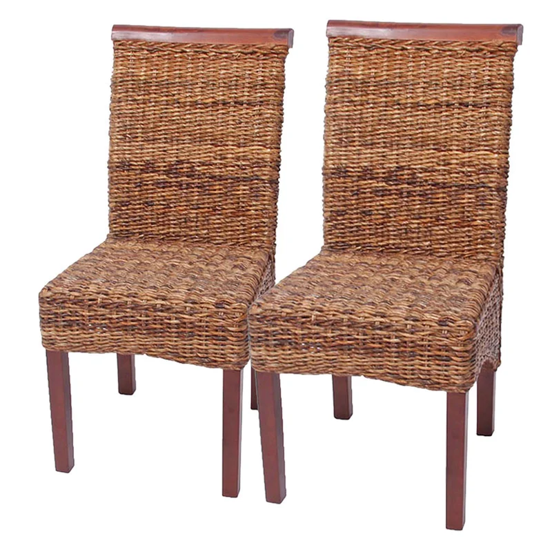 Lot de 2 chaises de salle à manger en banane tresse design rustique 04_0000195