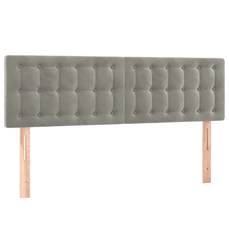 Tête de lit accessoire couchage chambre à coucher meuble à LED 144 x 5 x 78/88 cm tissu velours gris clair TDL0201393