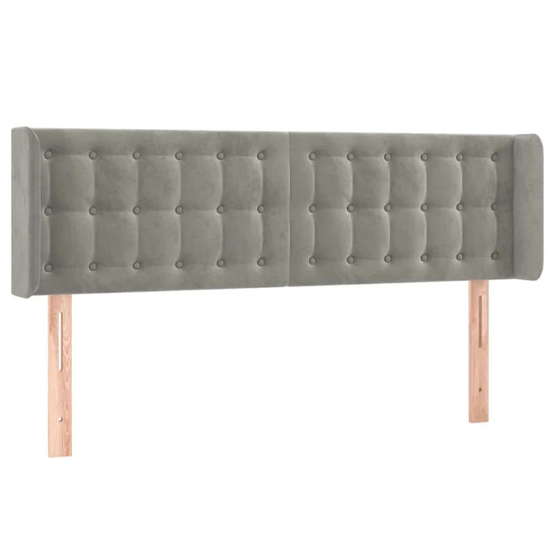 Tête de lit accessoire couchage chambre à coucher meuble à LED 147 x 16 x 78/88 cm tissu velours gris clair TDL0201375