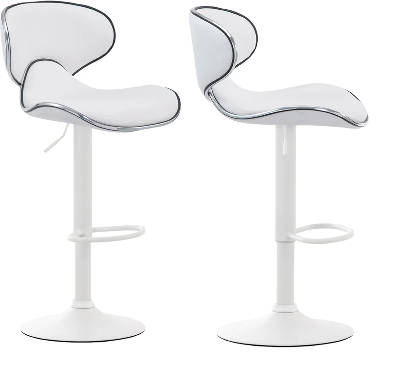 Lot de 2 tabourets de bar design contemporain pieds en métal blanc mat assise en synthétique blanc 10_0000356