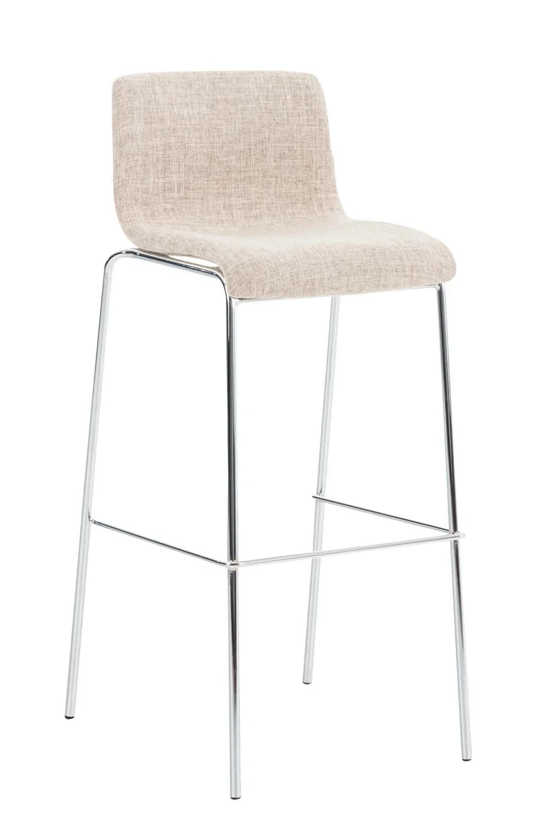 Tabouret de bar classique x1 avec repose-pieds et quatre pieds stable en métal assise en tissu crème 10_0004948