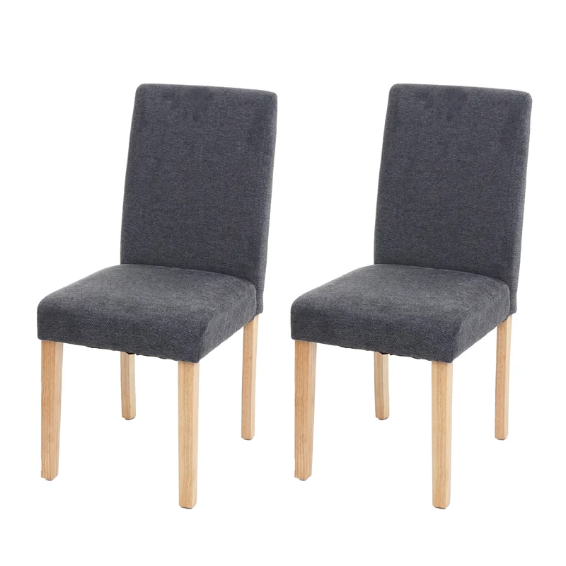 Lot de 2 chaises de salle à manger en tissu gris foncé pieds clairs CDS04462