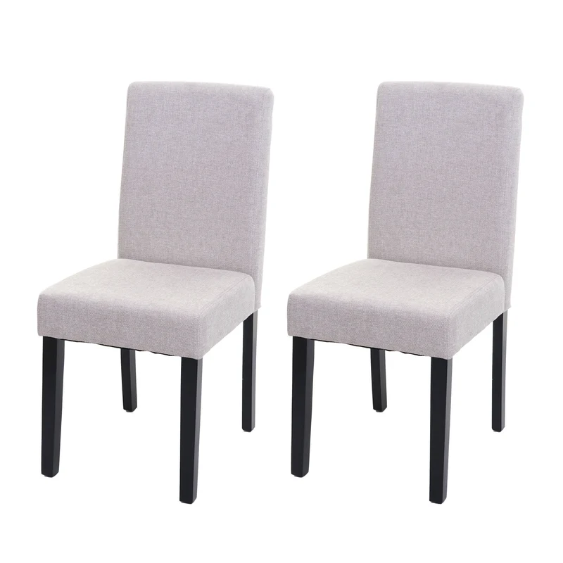 Lot de 2 chaises de salle à manger en tissu crème pieds foncés CDS04460