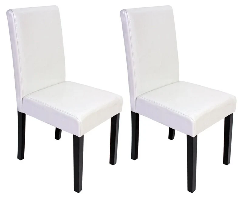 Lot de 2 chaises de salle à manger synthétique blanc pieds foncés CDS04048