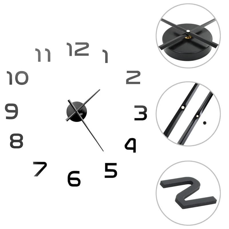Horloge murale 3D Design moderne 100 cm XXL Noir DEC022270
