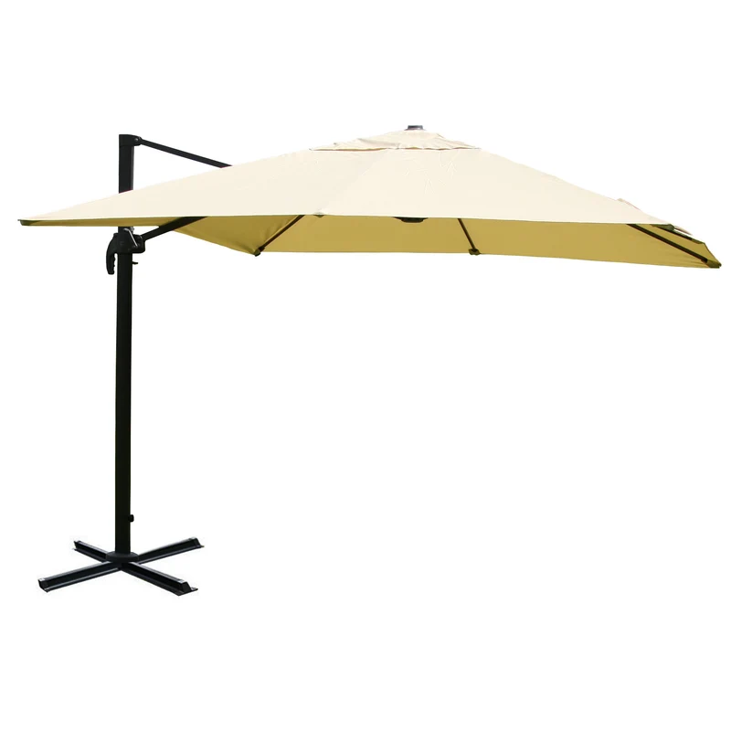 Parasol professionnel restaurant pour jardin terrasse 3x4m (Ø5m) polyester/aluminium 26kg crème sans pied 04_0003336