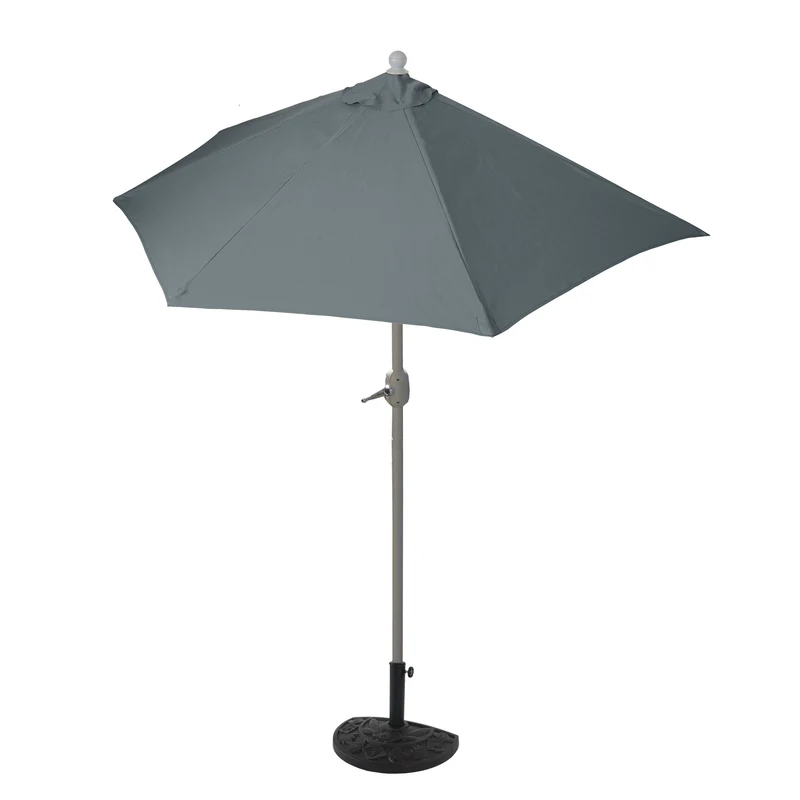 Demi parasol semi-circulaire balcon terrasse UV 50+ polyester/aluminium 3kg avec une portée de 300 cm anthracite avec support 04_0003837
