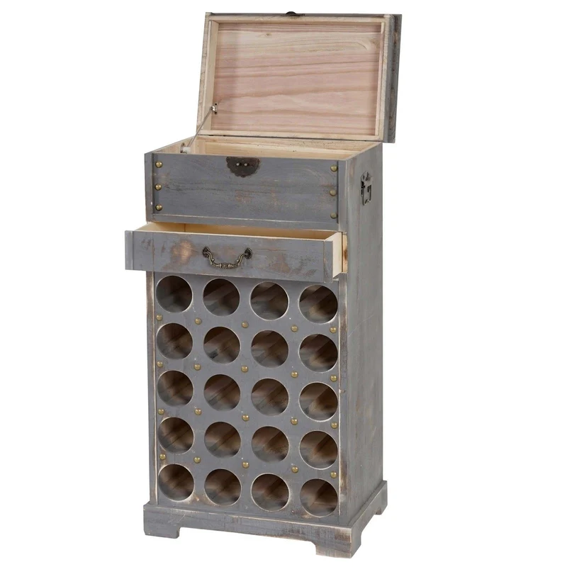 Etagère à vin pour 20 bouteilles gris vieilli 94x48x31cm ETA04030