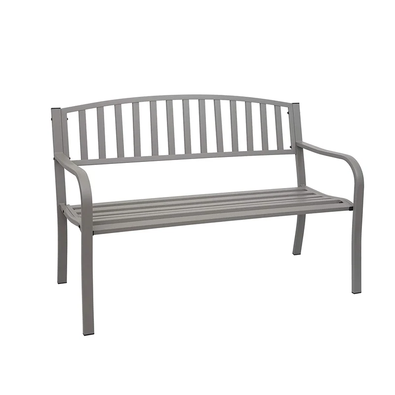 Banc de jardin 2 places acier thermolaqué gris MDJ04153