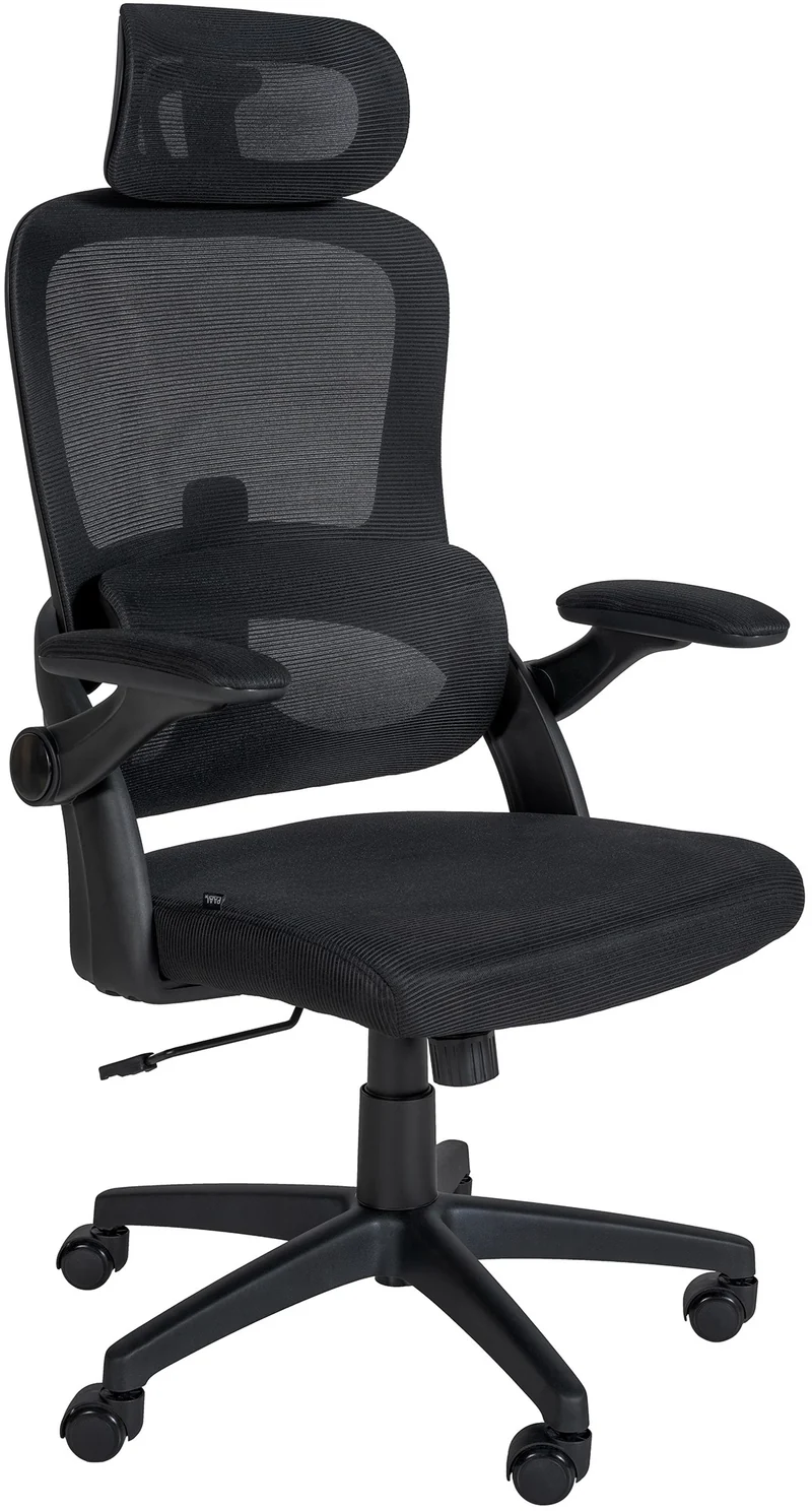 Fauteuil de bureau sur roulettes revêtement en maille respirante noir fonction de basculement BUR10691