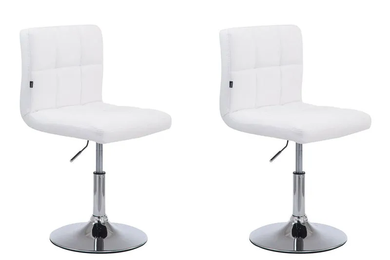 Lot de 2 chaises de salle à manger style moderne et design en synthétique blanc hauteur réglable pivotant pieds en métal 10_0000227