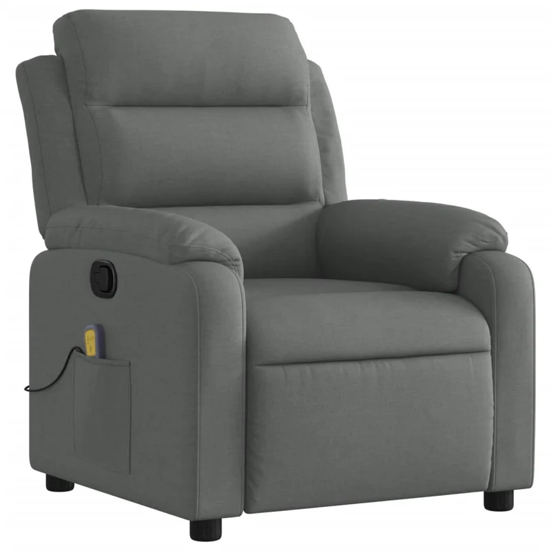 Fauteuil de relaxation TV fonction massage inclinable 6 points de massage en tissu gris foncé DEC026957