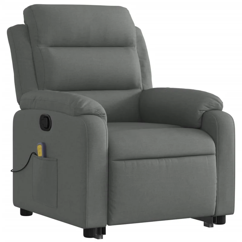 Fauteuil de relaxation TV fonction massage inclinable levage électrique en tissu gris foncé DEC026951