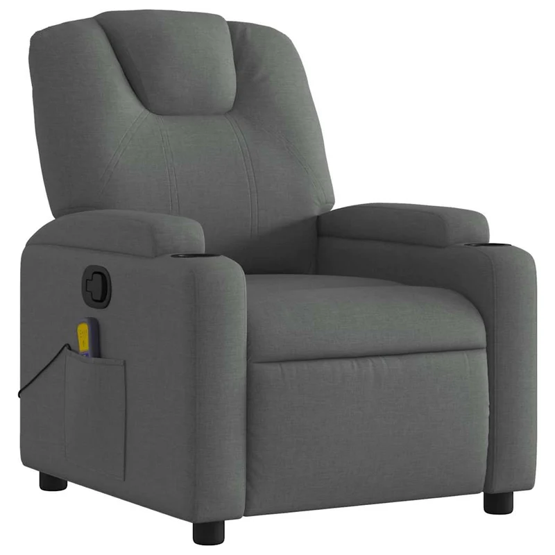 Fauteuil de relaxation TV fonction massage inclinable 6 points de massage en tissu gris foncé DEC026941