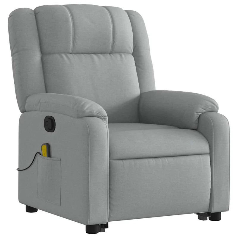 Fauteuil de relaxation TV fonction massage inclinable levage électrique en tissu gris clair DEC026909