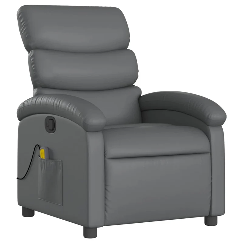 Fauteuil de relaxation TV fonction massage inclinable 6 points de massage en PVC gris DEC026977