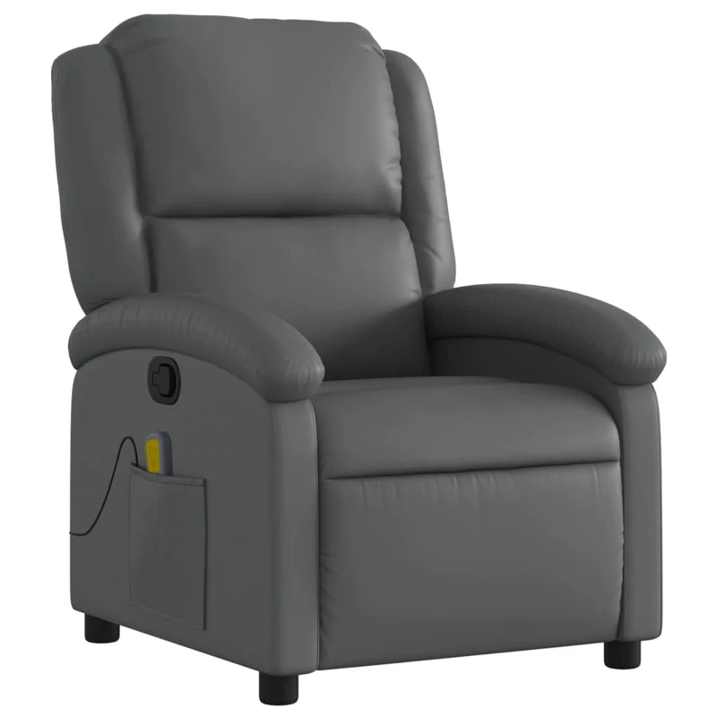Fauteuil de relaxation TV fonction massage inclinable 6 points de massage en PVC gris DEC026969