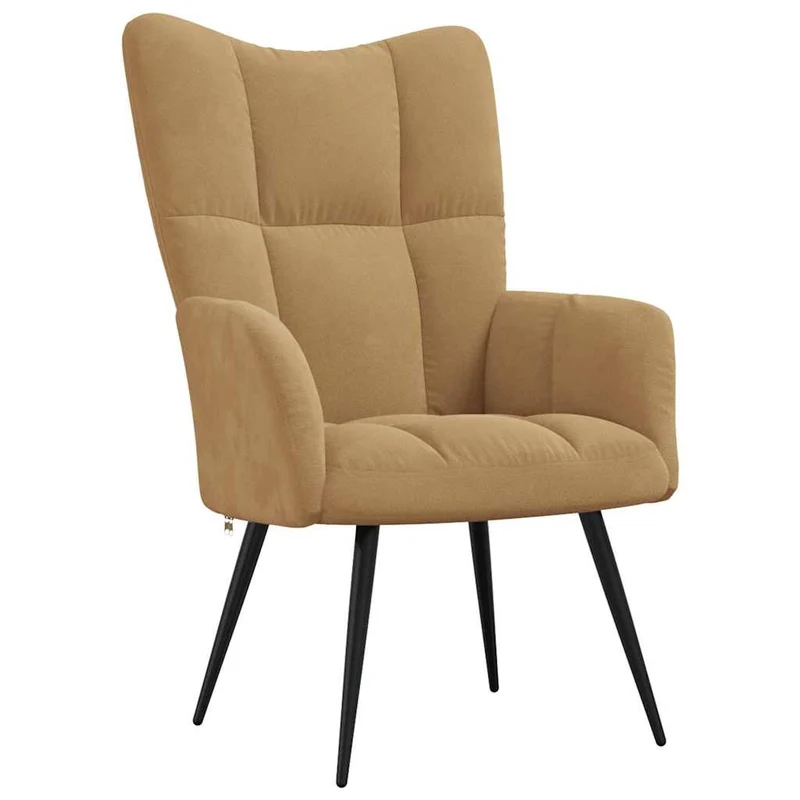 Fauteuil lounge chaise de canapé design moderne en velours marron DEC026723