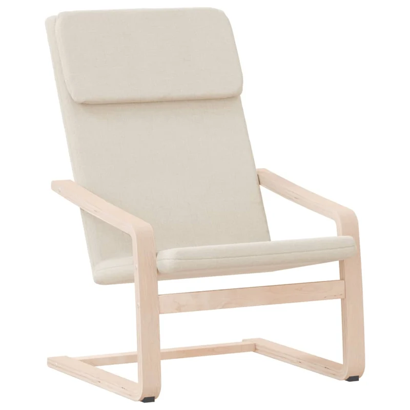Fauteuil lounge chaise de canapé design moderne en tissu crème cadre en bois de bouleau DEC026655