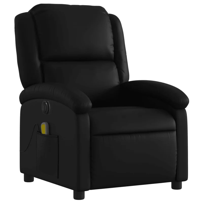 Fauteuil de relaxation TV fonction massage inclinable électrique en PVC noir DEC027213