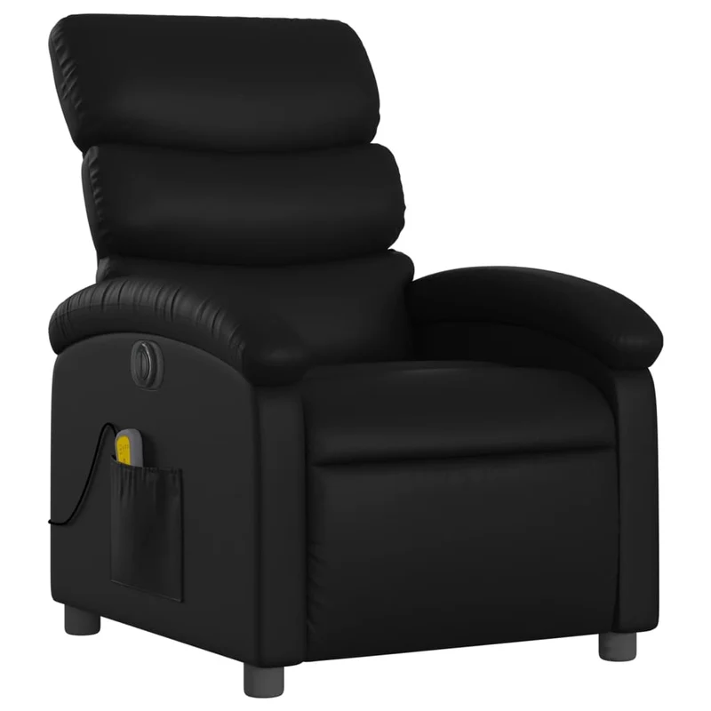 Fauteuil de relaxation TV fonction massage inclinable électrique 6 points de massage en PVC noir DEC027208