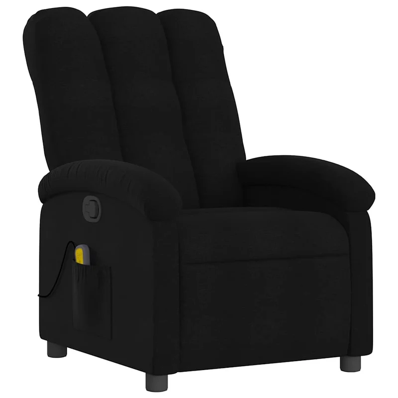 Fauteuil de relaxation TV fonction massage inclinable 6 points de massage en tissu noir DEC027065